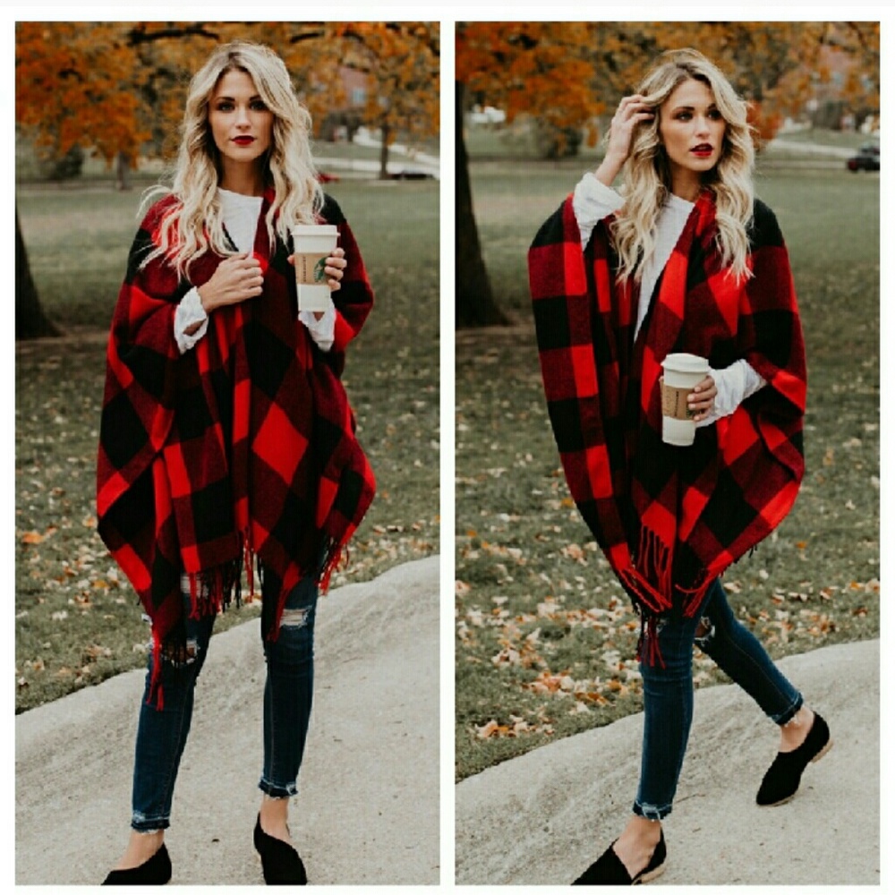 Plaid buffalo wrap - RED